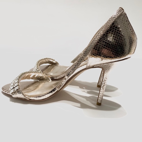 DUNE LONDON GOLDEN BEJEWELED ANKLE STRAP SANDALS - Picture 10 of 16